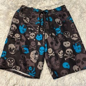 Boys Skeleton swim trunks w/lining hang ten Sz. S